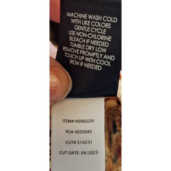 Torrid 3 Women 3x Gold Red Floral Print Crinkle Chiffon Raglan Tie Front Blouse - Picture 6 of 6